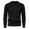 Jersey Básico de Argyle para Hombre Color Sólido Cuello Redondo Tejido Suéter Masculino Moda de Invierno Nueva Ropa de Punto para Hombre