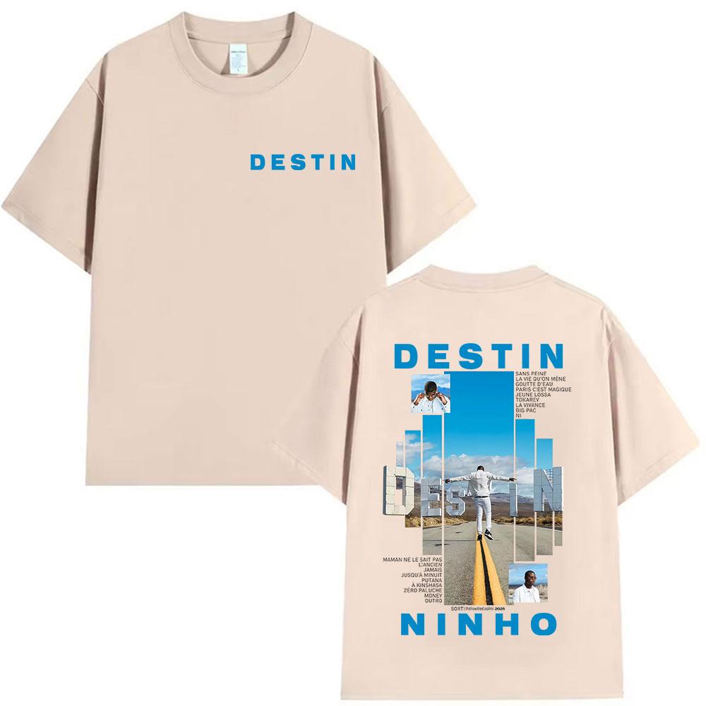 Rapper NINHO DESTIN Tour 2025 Graphic T Shirt Men's Summer Fashion Oversized Cotton T-shirts Vintage Hip Hop T-shirt Streetwear