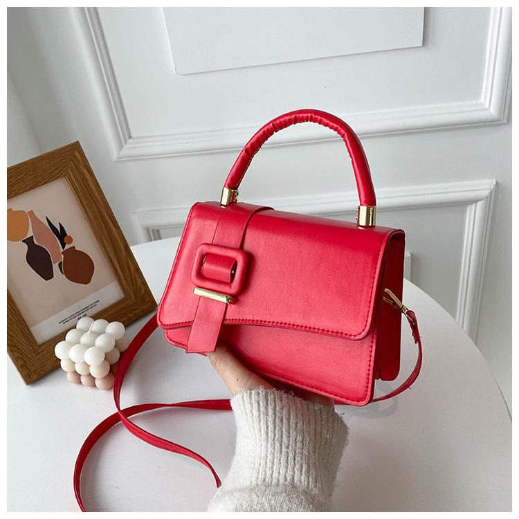 Internet Celebrity Crossbody Versatile Texture Handbag Korean Version Simple and Fashionable One Shoulder Texture Small Square Bag CLE