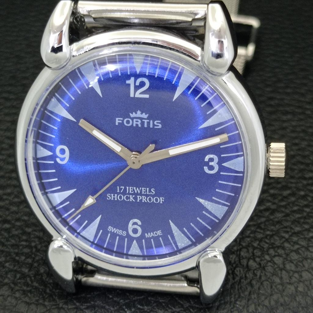 REFURBISHED VINTAGE HAND-WINDING SWISS MENS BLUE COLOR DIAL WATCH a700802-5 R205a-a700802
