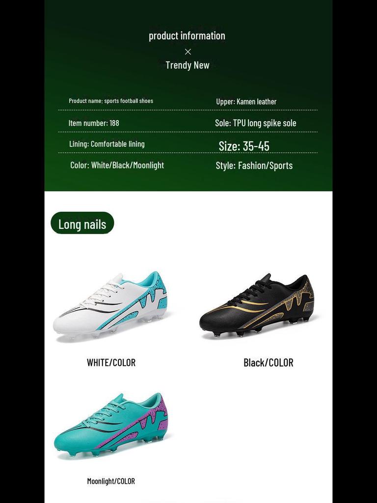 Long Nail AG Low-Top Artificial Grass Soccer Shoes for Men & Women