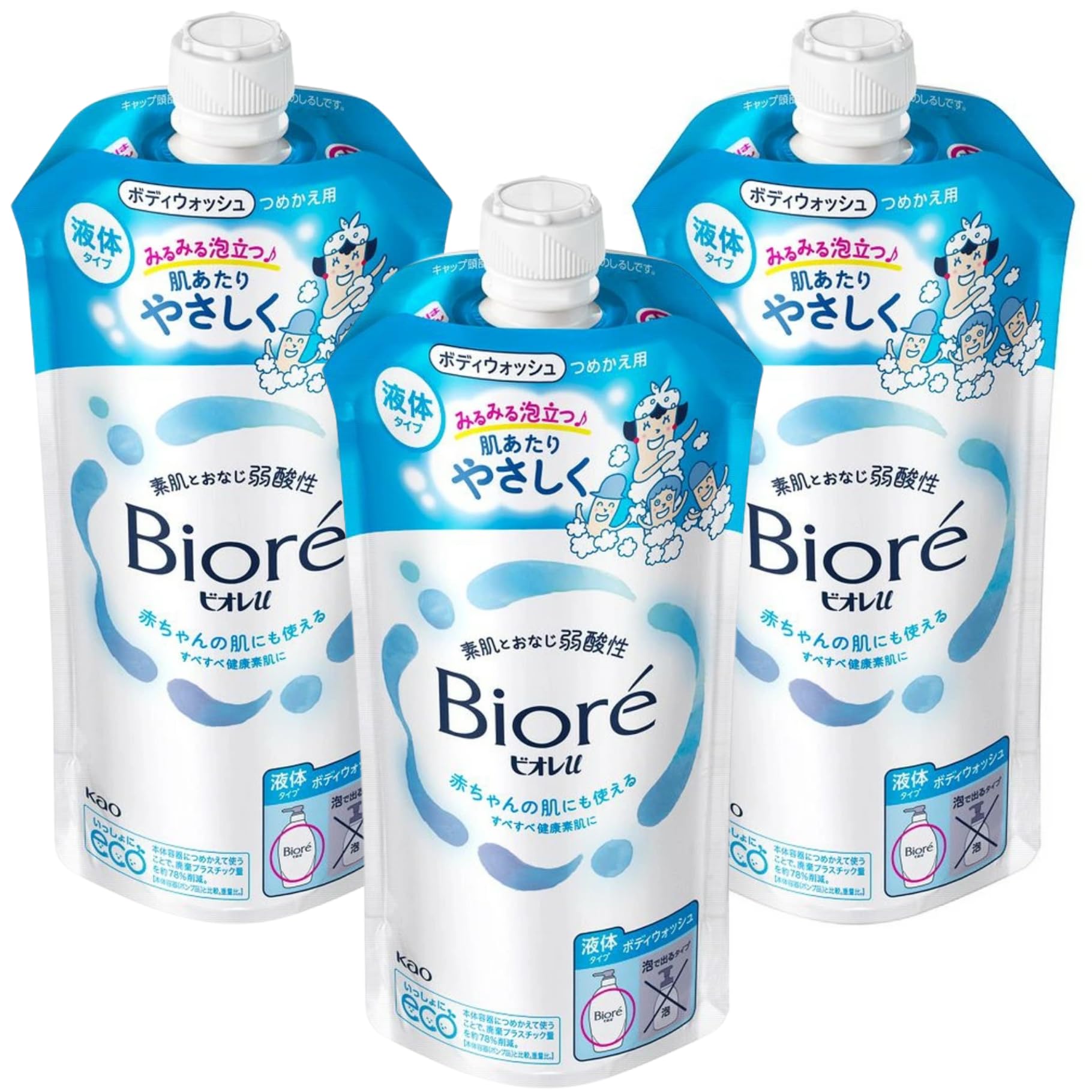 Biore u Liquid Body Wash Refill 320ml x 3-Pack (Gentle Fresh Floral Scent)