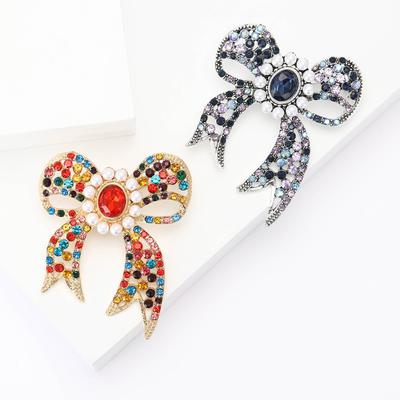 Spilla con fiocco in lega retrò alla moda, spilla creativa e versatile per abbigliamento da donna, gioiello da corsage