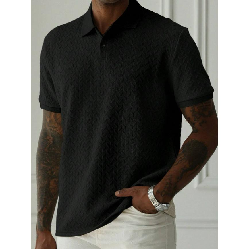Lapel Front Buckle Short-sleeved Simple Polo Shirt Casual Daily Slim All-match