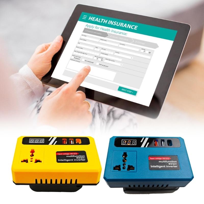 Multiple Outlet Intelligent Battery Inverter 18-21V To 220V Inverter Adapter Power Supply Inverter for Home Appliance