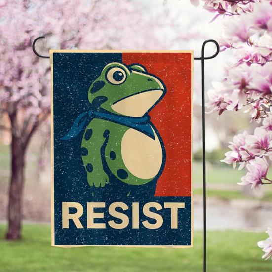 10 Pcs Resist Portland Frog Yard Flag Frog Protest Garden Flag Hilarious Outdoor Banner