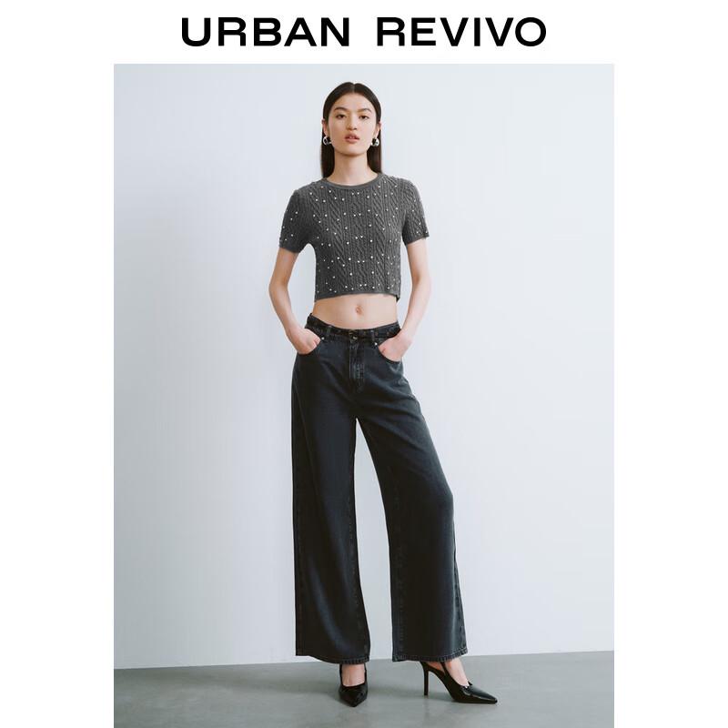 UR Women's Diamante Textured Short-Sleeve Knit Top