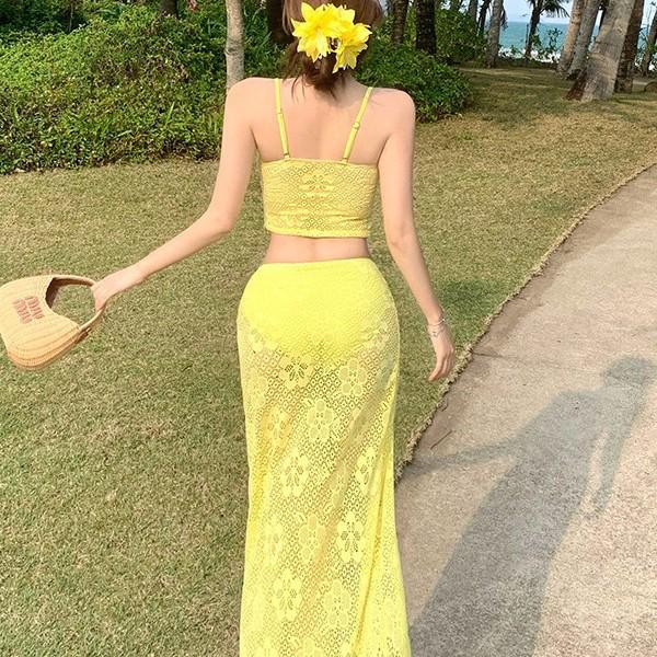 European & American Style Mid-Waist Three-Piece Lace Swimsuit for Women, In Stock