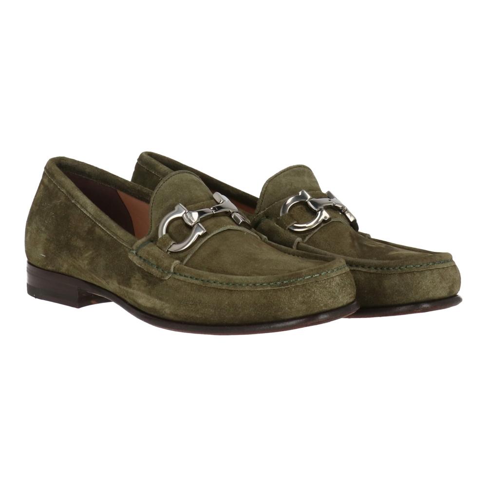

Мужские лоферы Salvatore Ferragamo оливкового цвета