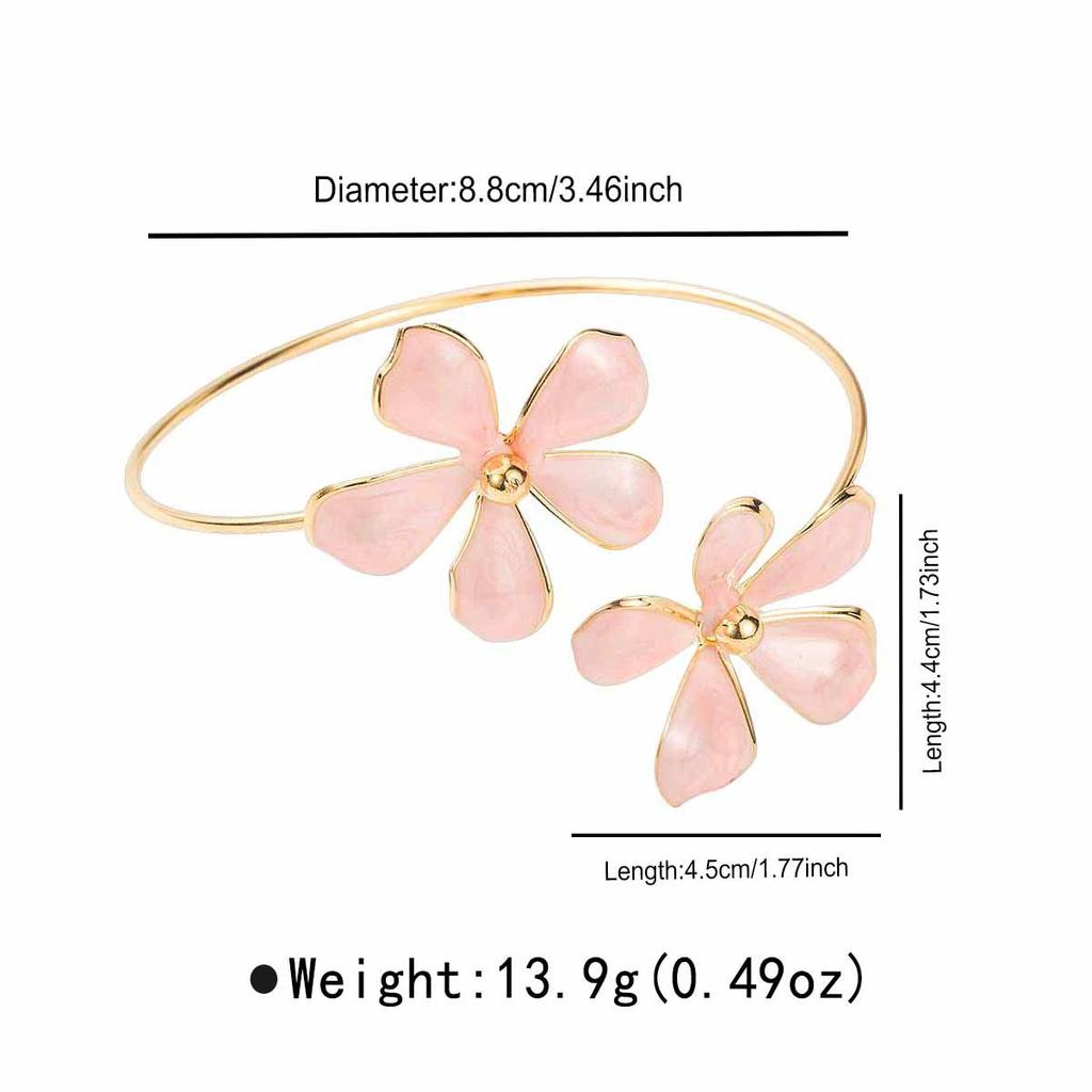 B1111 Sweet and fresh double-headed enamel glazed flower armband, elegant and stylish line ring open arm bracelet
