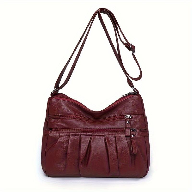 

Винтажная многослойная сумка через плечо, ретро-сумка через плечо из ПУ, женская модная сумочка и кошелек красный