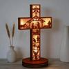 Wooden Decoration Desktop Cross Ornament Handcrafted Luminous Ornament  Easter Party