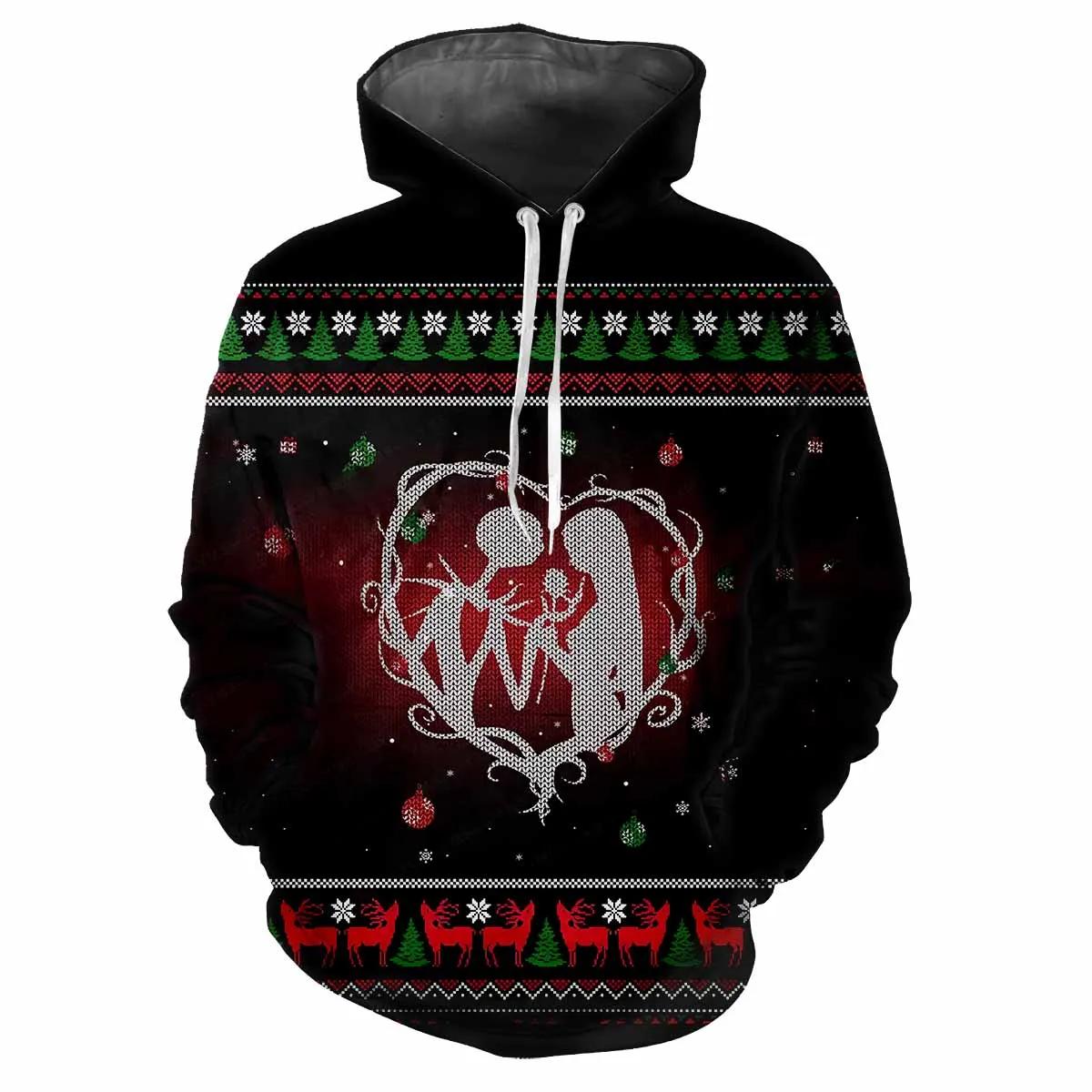 

Модная мужская толстовка с капюшоном с забавными рождественскими узорами, цифровая печать, повседневная, с длинными рукавами, с капюшоном, из плотной ткани 2XL