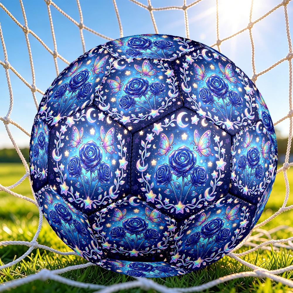 1pc Galactic Roses Themed Soccer Ball, Size 5, Lightweight PVC Material, Outdoor Training Soccer Ball Gift. Q62217