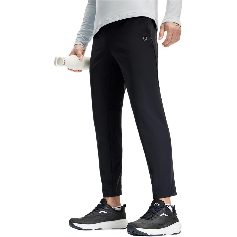 FILA Solid Color Slim Fit Straight Leg Knitted Sports Pants Men Bottoms Black A11M411608F-BK