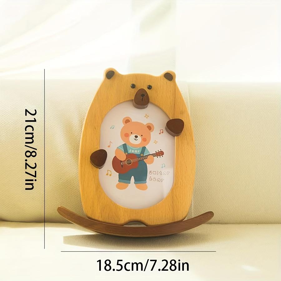 Dřevěný minimalistický houpající se medvídek fotorámeček pro miminko a děti bukové dřevo domov roztomilá dekorativní ozdoba