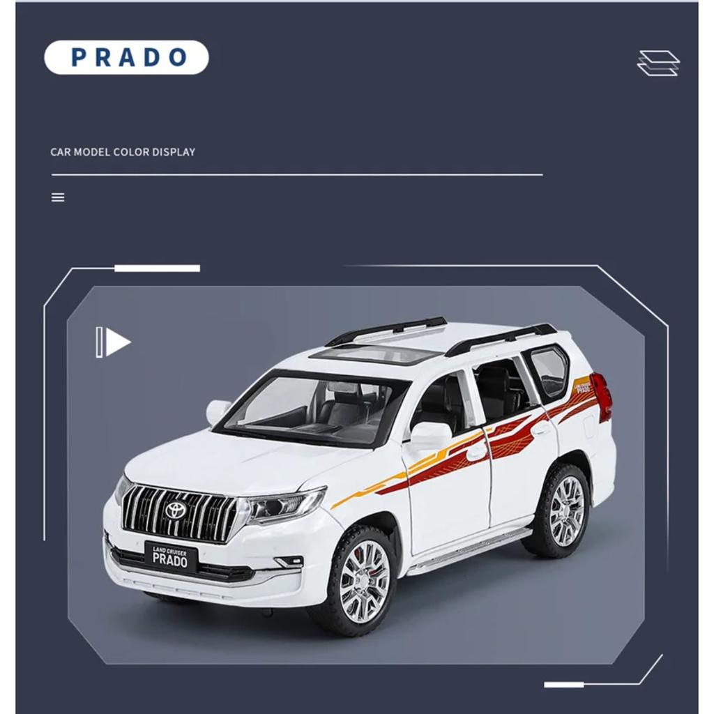 1/32 Toyota PRADO Land Cruiser SUV Alloy Car Model Diecast Metal Off-road Vehicle Car Model Sound and Light Kids Toy Gift