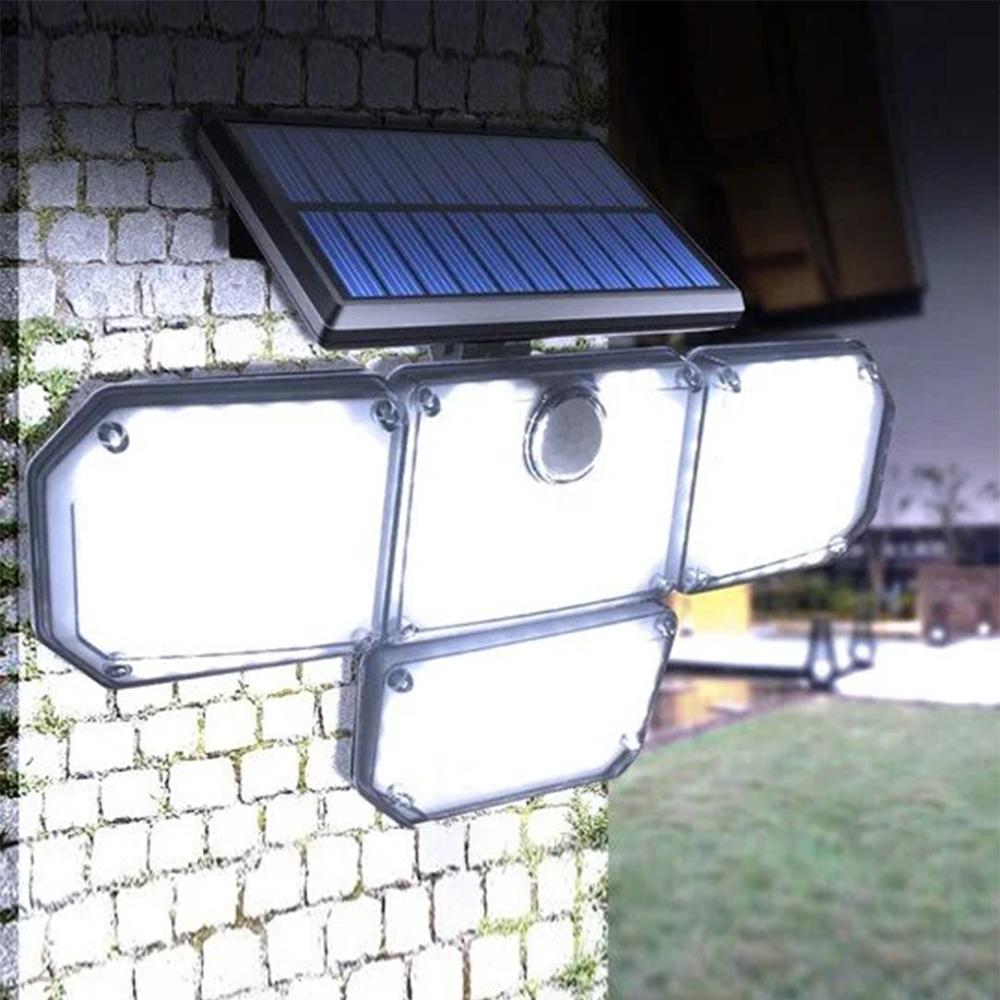 1 PACK Outdoor Motion Sensor Lamp, 4-Head Solar Power Light, 122 LED Solar Light, Flood Lights ,3000 Lumens,270° Lighting Range