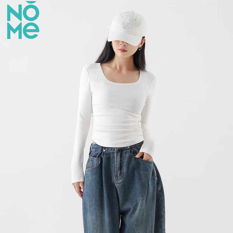 NOME Women s Square Neck Pleated Long Sleeve Tee XL