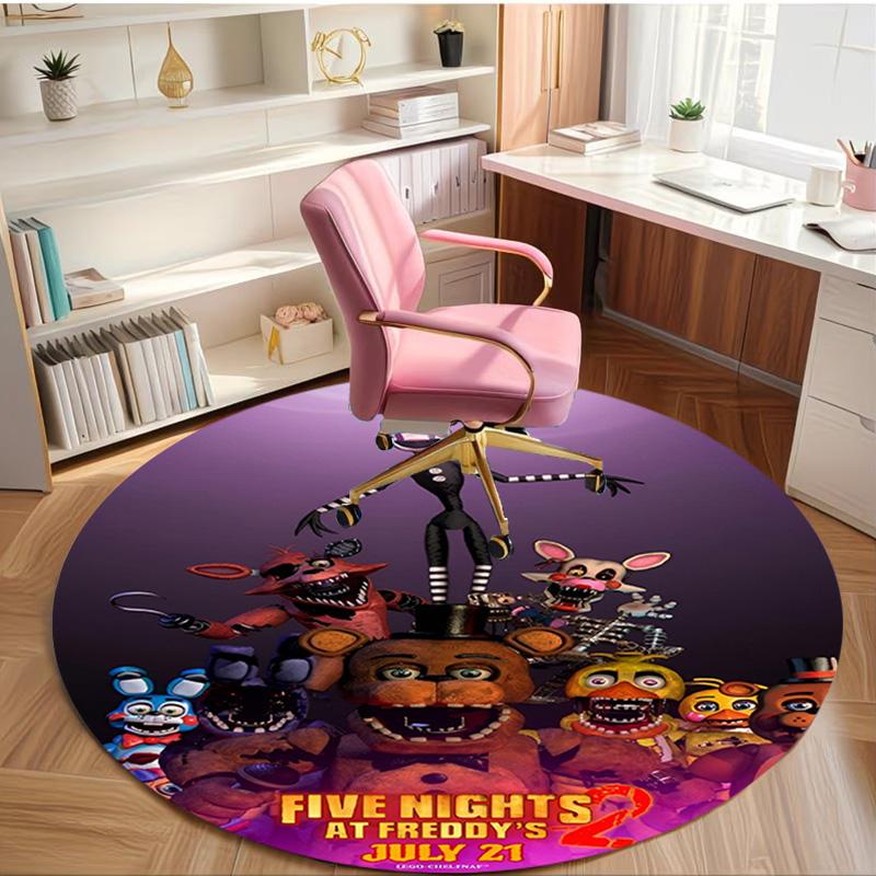Five Nights at Freddy's Print Round Rug, Washable Floor Carpet, For Entryway Dorm Laundry Room Office Study, Home Decor Birthday Christmas Gift