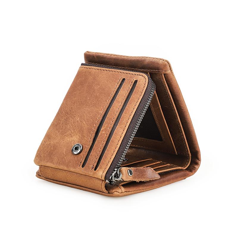 CONTACTS Genuine Leather Men‘s Wallet Short Purse For Men Coin Pocket Wallets Male Portmane