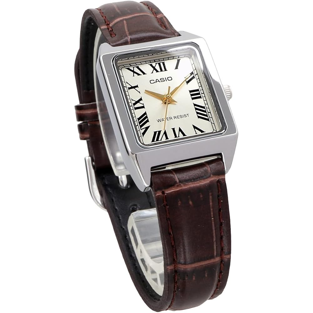Casio Standard Quartz Women's Watch LTP-V007L-9B Light Champagne Gold Brown Leather Strap