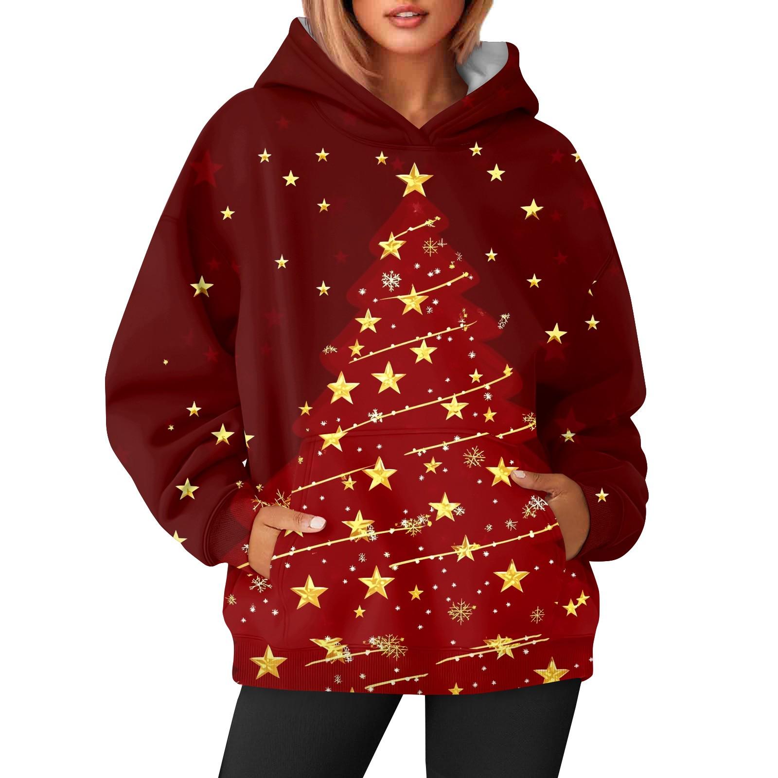 

Женская модная и повседневная толстовка с капюшоном и длинными рукавами с принтом S винный