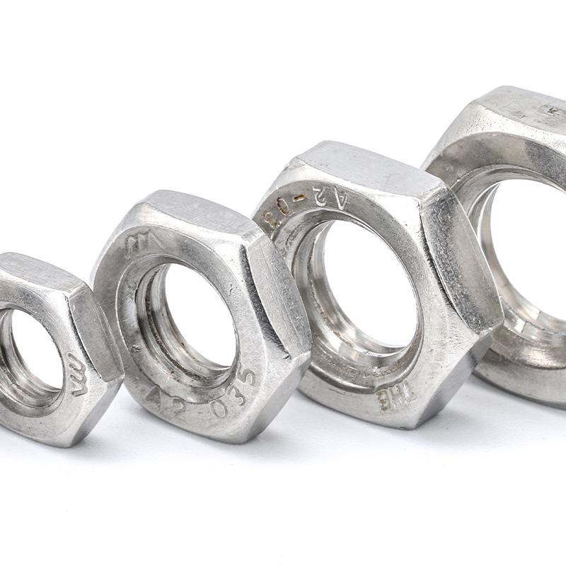 304 Stainless Steel Hexagonal Thin Nut Set - Outer Hex Thin Screw Nut Box