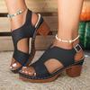 Fashion Summer Solid High Heel Sandals for Women Comfortable Square-Heeled Woman Sandals Adjustable Strap Casual Woman Sandalias