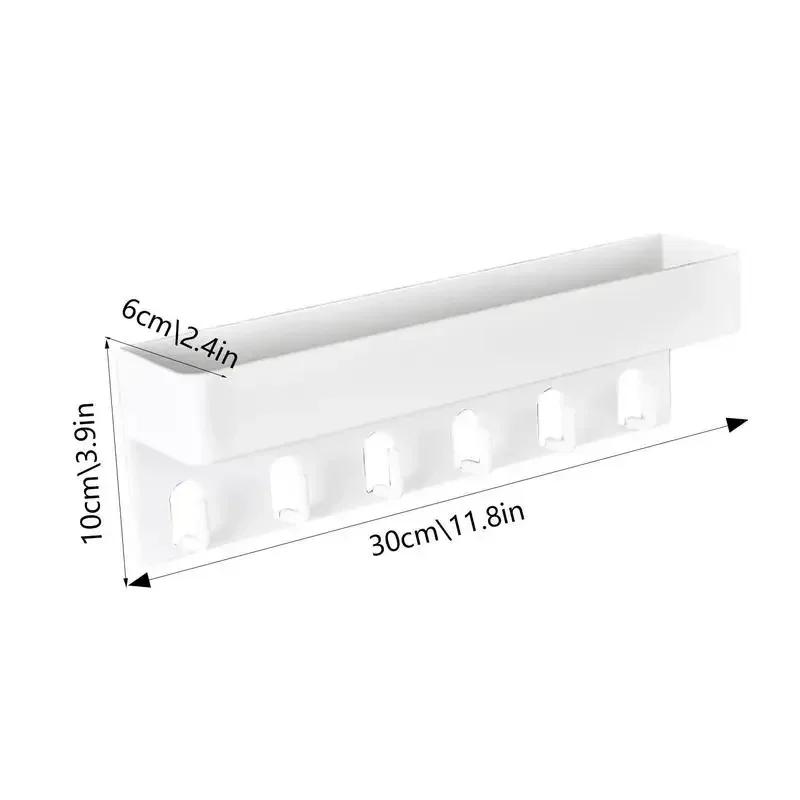 Wandmontiertes Aufbewahrungsregal mit Ablage und 6 Haken für Post, Besteck, Badaufbewahrung, Bürobedarf, Lernmaterialien und Snackaufbewahrung