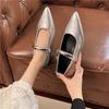 Design sense niche Mary Jane 2025 French gentle fairy wind metal buckle pointed head shallow mouth soft leather commuter shoes