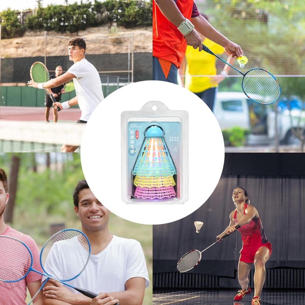 3pcs LED Light-up Badminton Balls Colorful Plastic Badminton Shuttlecocks Kids Badminton Training High Elasticity Shuttlecocks