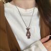 Fashion Coffee Color Teddy Bear Pendant Necklace, for Women Men Retro Movable Titanium Steel Sweater Chain Jewelry Party Gift