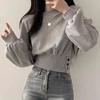 Spring and Autumn Casual Long-sleeved Short Round Neck Pullover Sweatshirt