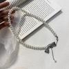 Fashion Elegant Metal Bowknot Tassels Necklace Pearl Beaded Clavicle Chain Choker Necklace Statement Jewelry Neck Chain