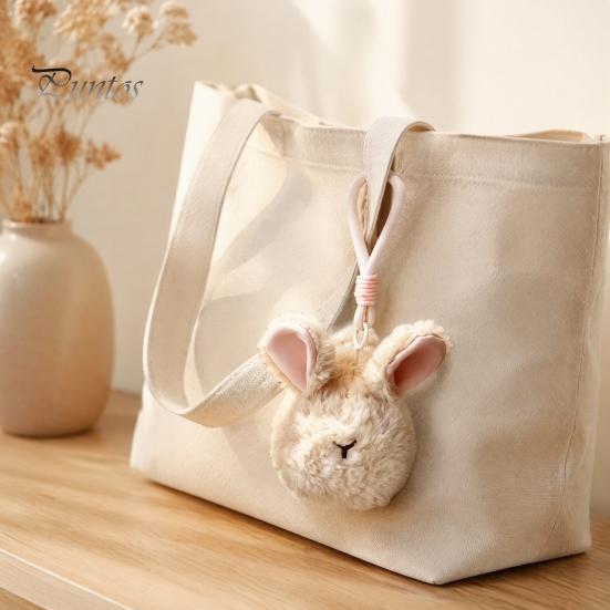Bag Decoration Pendant Plush Animal Keychain, Soft Stuffed with Braided Cord, Round Cute Keyring Bunny Sheep Charm for Backpack, Decorative Mini Doll