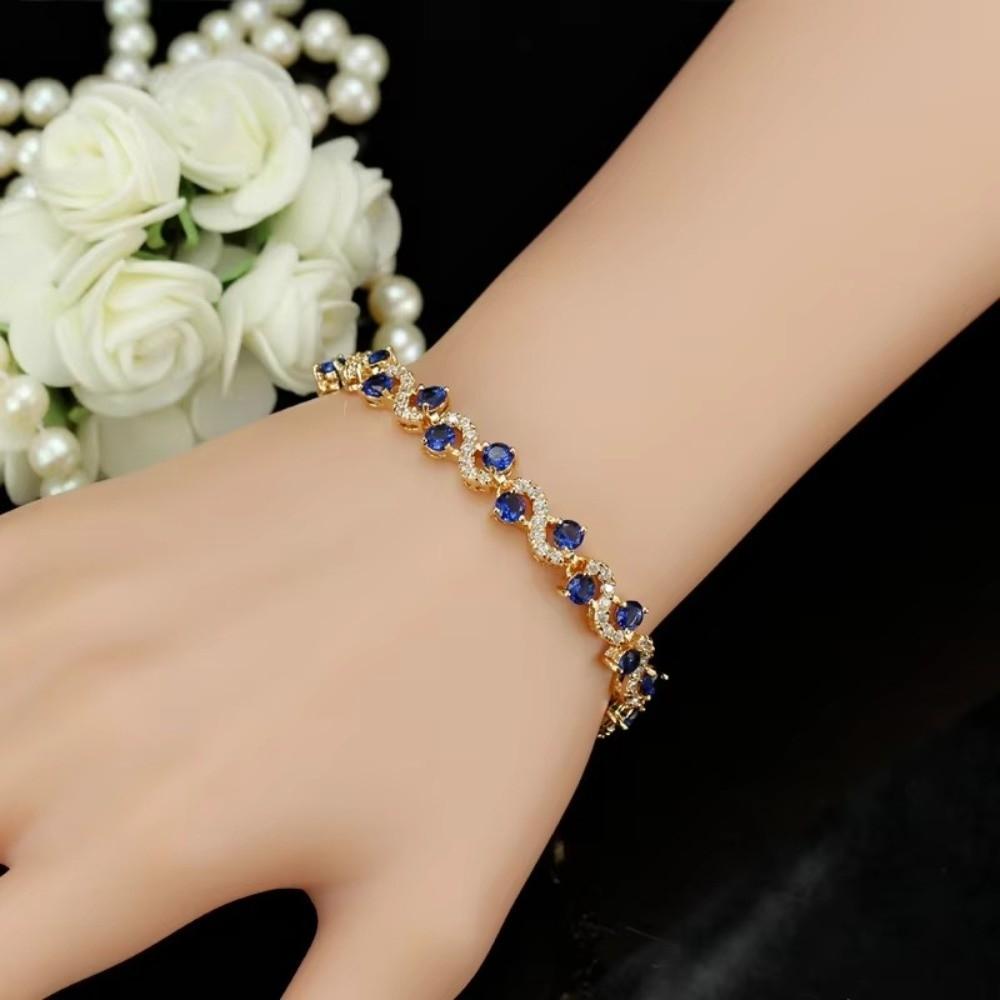 Wave Crystal Gemstone Bracelet Lobster Clasp Crystal Chain Bracelet New Women Bracelet  Women