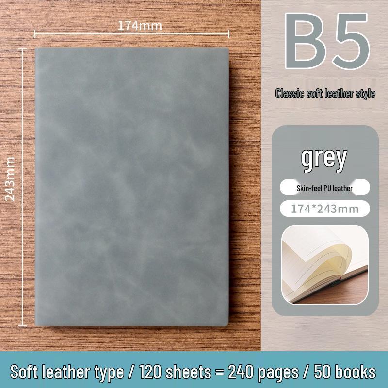 A5 Soft Leather Suede Notebook with Custom Logo - Simple B5 Business Meeting Journal, Large Thick Diary