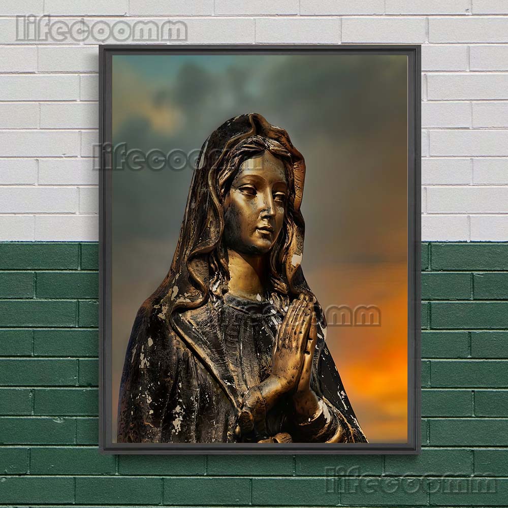 

Статуя Святого Ангела и Богородицы, охраняющей кладбище, настенная живопись на холсте, священная скульптура, художественный постер и принт без рамки 21*30cm No Frame