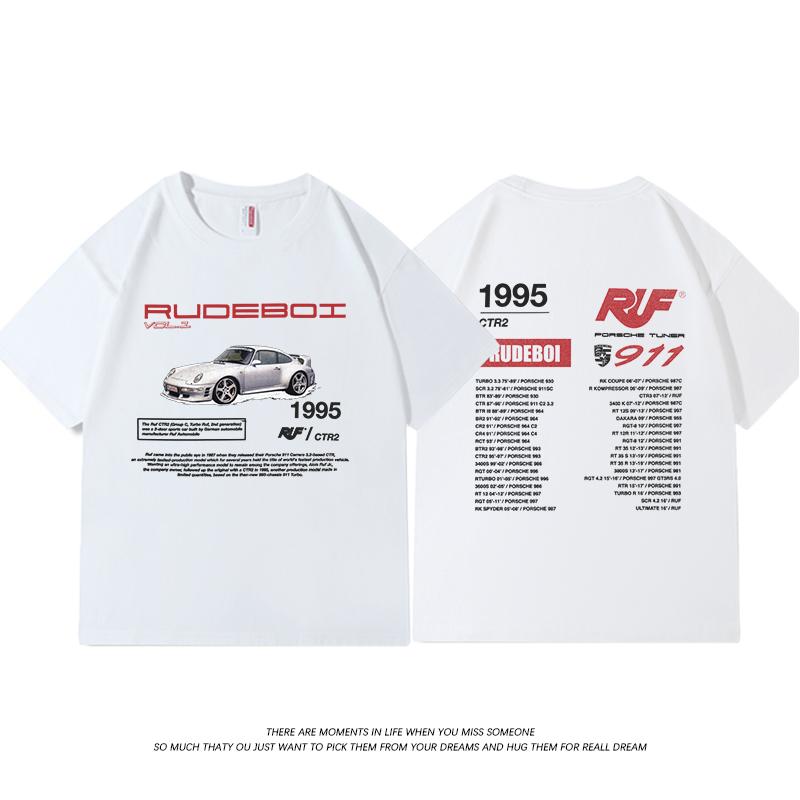 Racing American Vintage TEE Do Old VINTAGE100% Cotton Short Sleeve T-shirt Men and Women Instagram Fashion Couple Loose