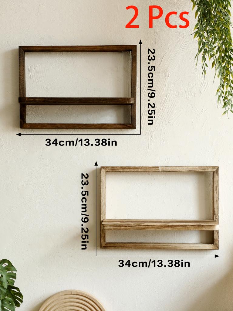 Rustic Wood Floating Shelves for Wall Decorative Wall Mounted Storage Display Shelf Plants Small Items Wooden Hanging Shelves