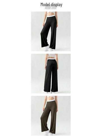 High Waist Straight Leg Women's Yoga Pants - Casual, Slimming, Loose Fit, Wide Leg Fitness Trousers