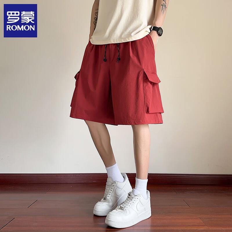 ROMON Men's Casual Drawstring Cargo Shorts