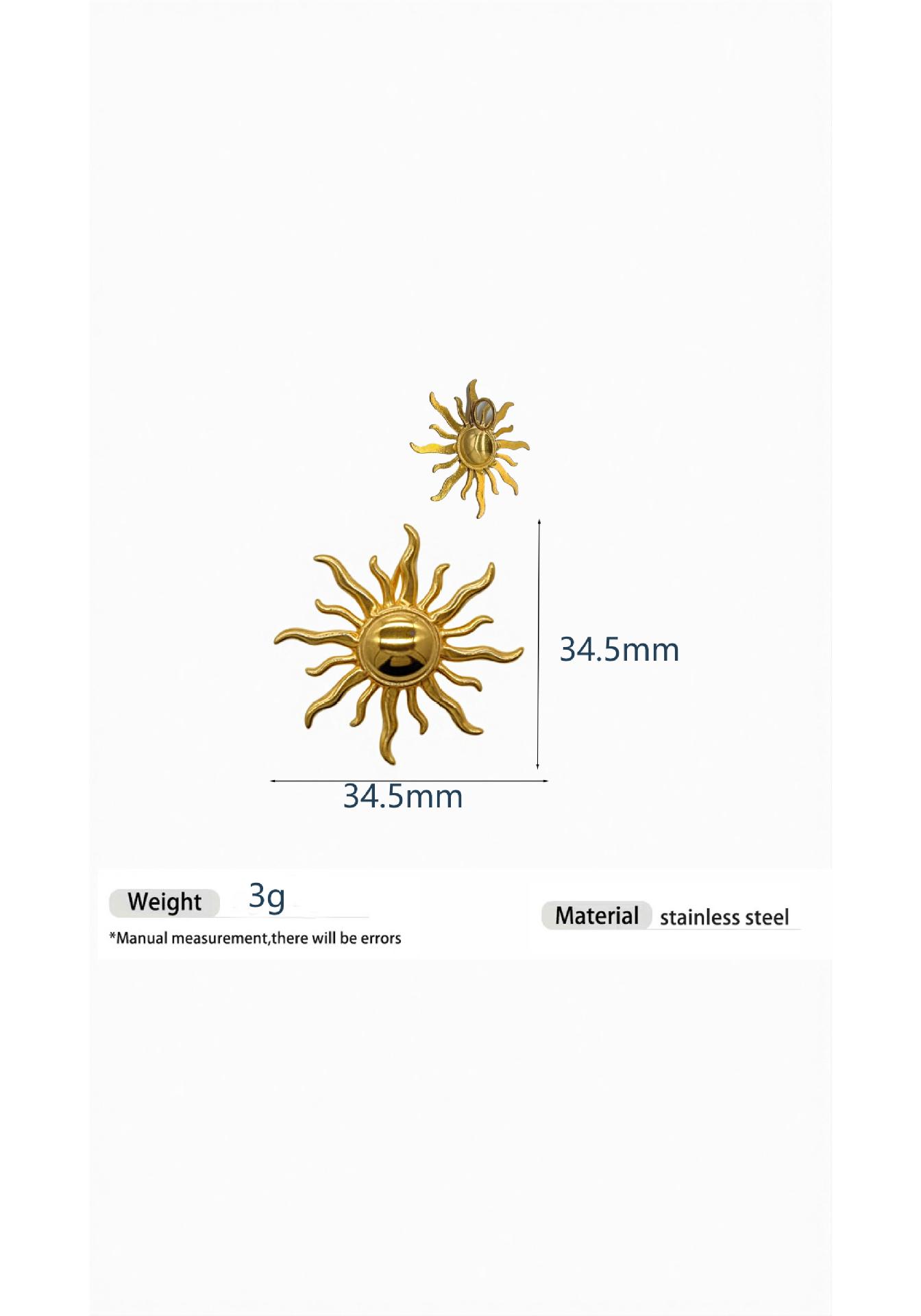 18K Gold-Plated Ocean Series Stainless Steel Necklace with Heart and Star Pendant XL Pendant Only