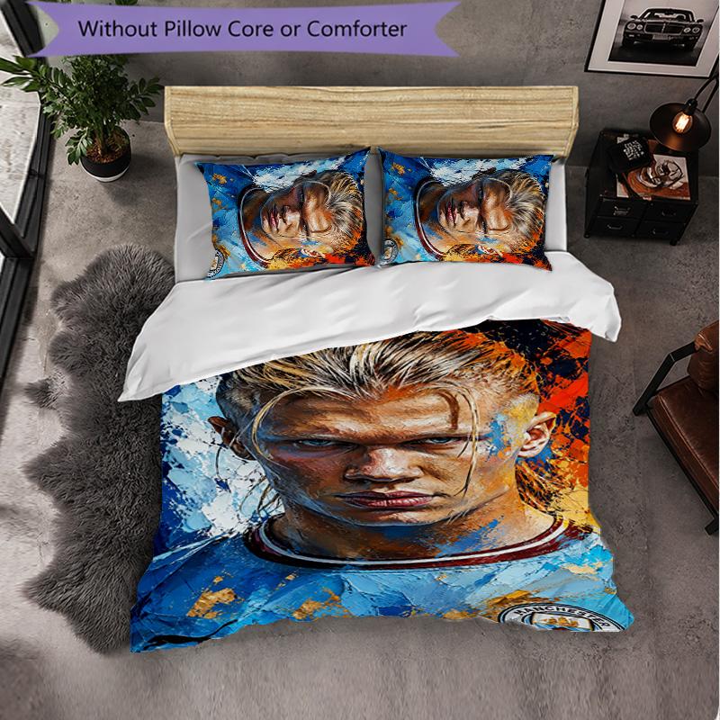 Biancheria da Letto a Tema Erling Haaland Set 3 Pezzi Copripiumino Biancheria da Letto Decorativa Per Stanza Adolescenti Decorazione Casa
