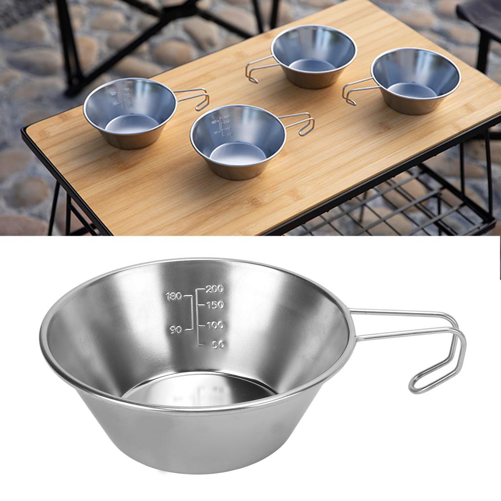 Stainless Steel Camping Sierra Cup Stackable Portable Stainless Steel Sierra Cup with Scale and Handle 310ml