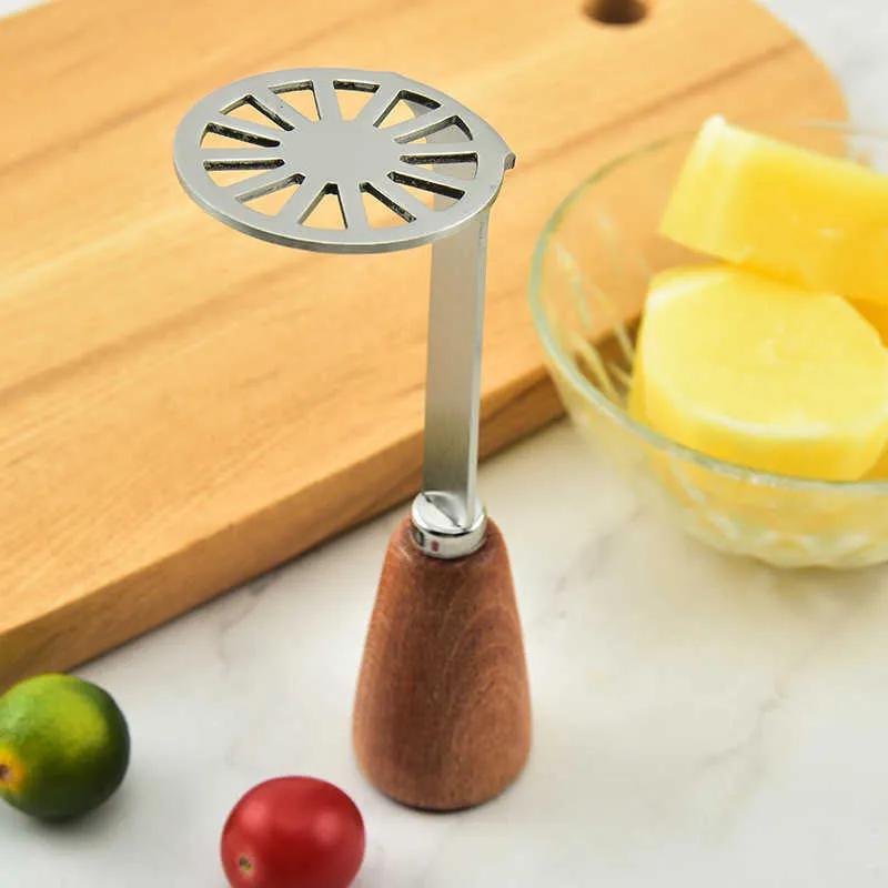 Potato Masher Wooden Handle Thicken Stainless Steel Sweet Potatoes Mashing Tool Crusher Pusher Kitchen Creative Gadget Ya828