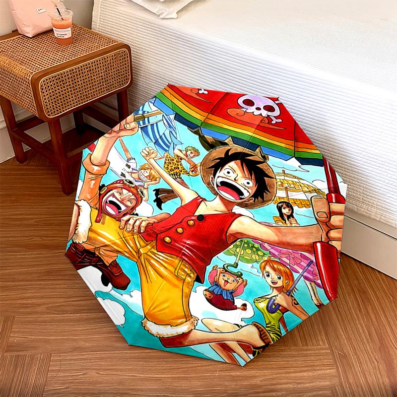 1 PC Automatic Folding Umbrella - Monkey D Luffy Pattern Portable Foldable Design With 8 Ribs Christmas Birthday Gifts