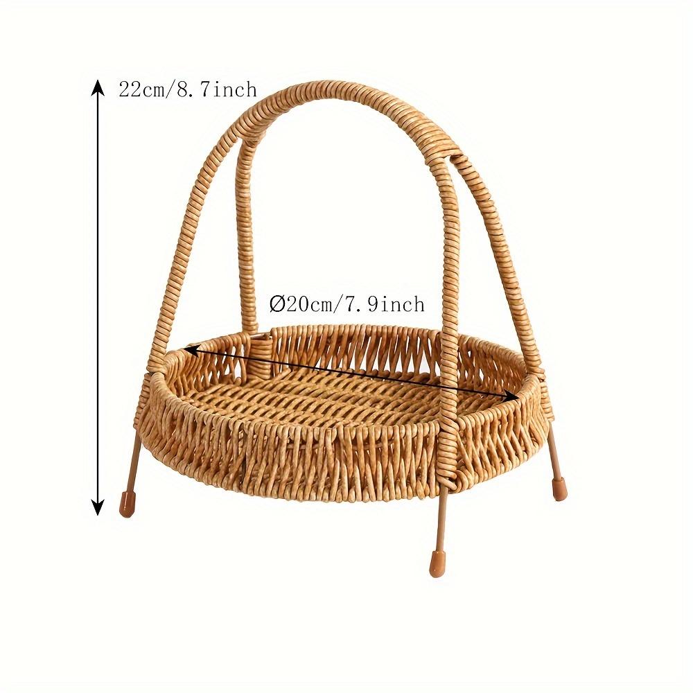 Portable Woven Plastic Storage Rack - Kitchen Tray, Flower Basket, Desk Organizer for Small Items. Multi-Purpose & Decorative.