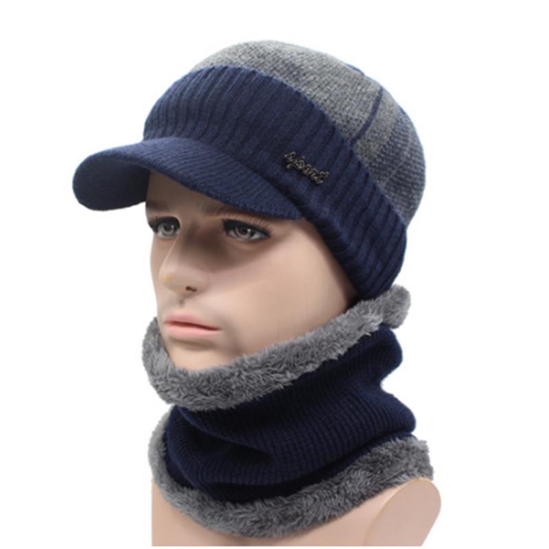 Men Winter Hat Casual Winter Beanie Hat For Men Plush Lining Wool Hat High Quality Warm Knitted Hat